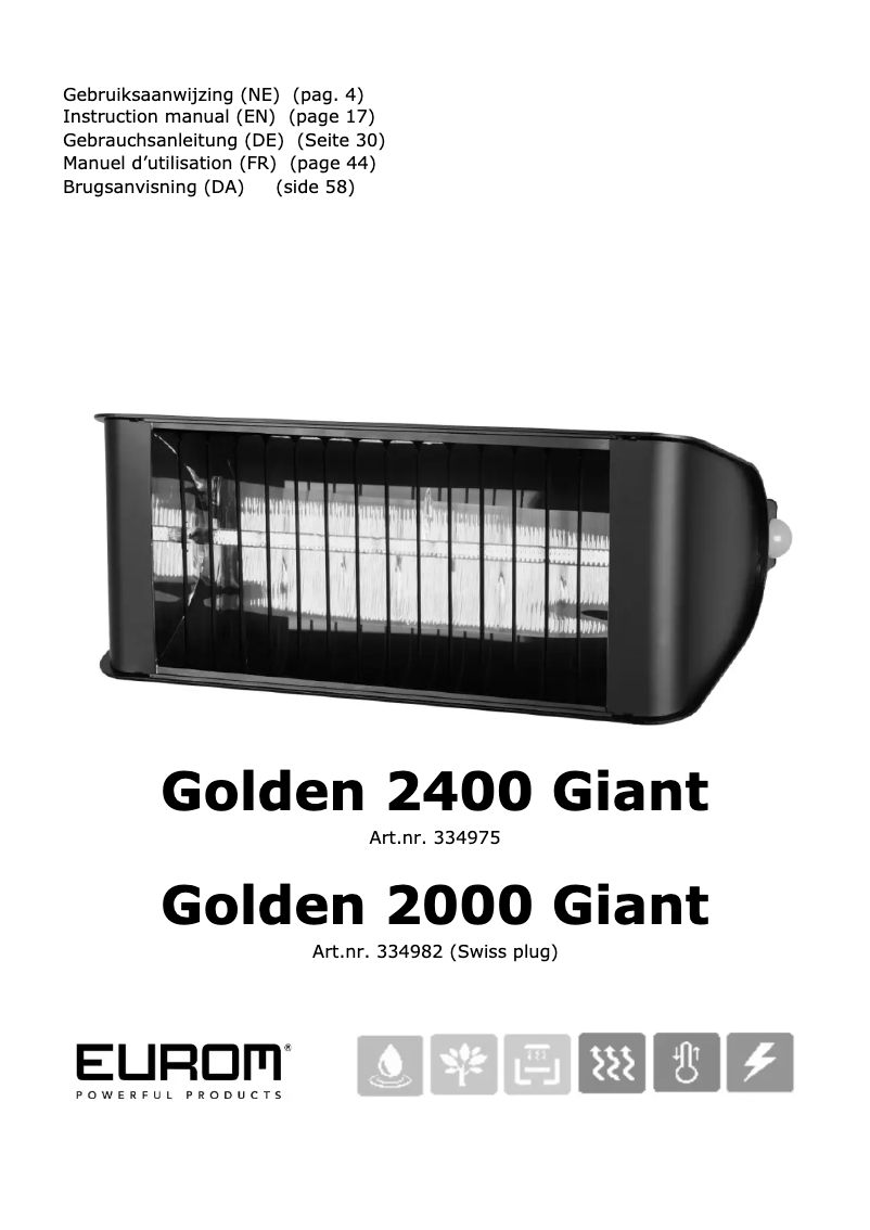 Page n°1 - Manuel utilisateur Eurom Golden 2400 Giant