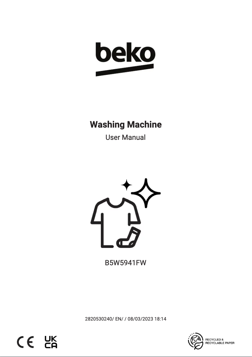 Page 1 de la notice Manuel utilisateur Beko B5W5941FW