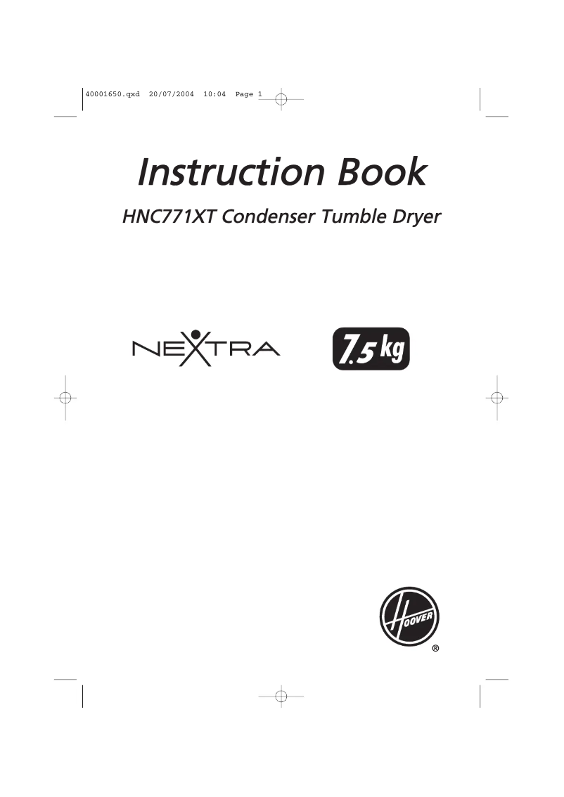 Page 1 of the manual User Manual Hoover HNC 771 XT