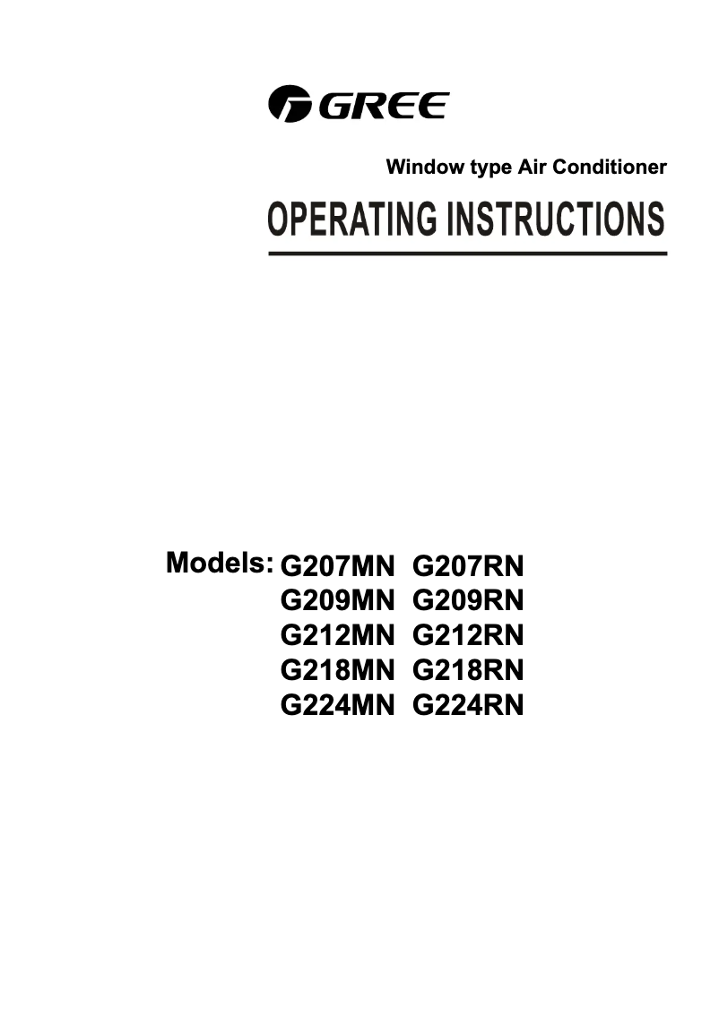 Page 1 de la notice Manuel utilisateur Gree G209RN