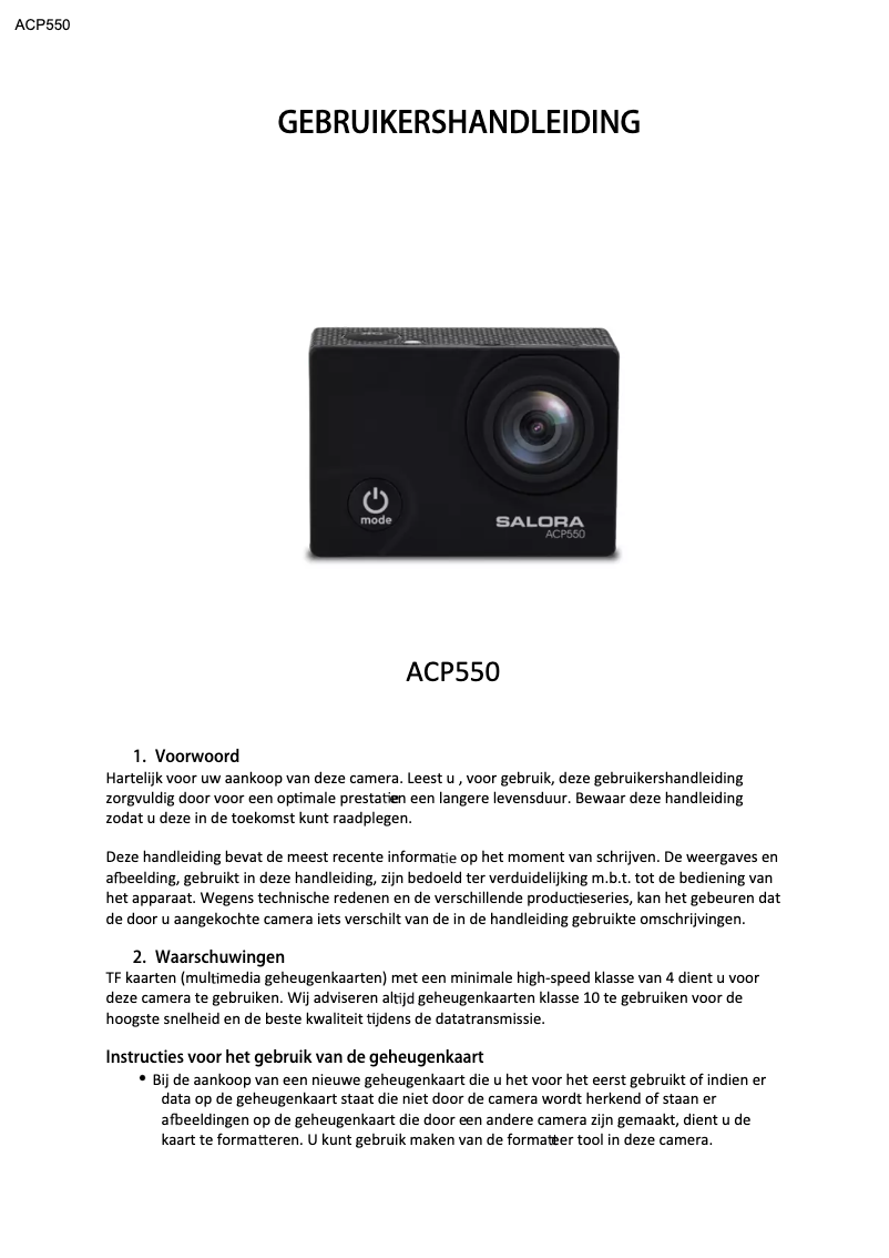 Page n°1 - Manuel utilisateur Salora ACP550