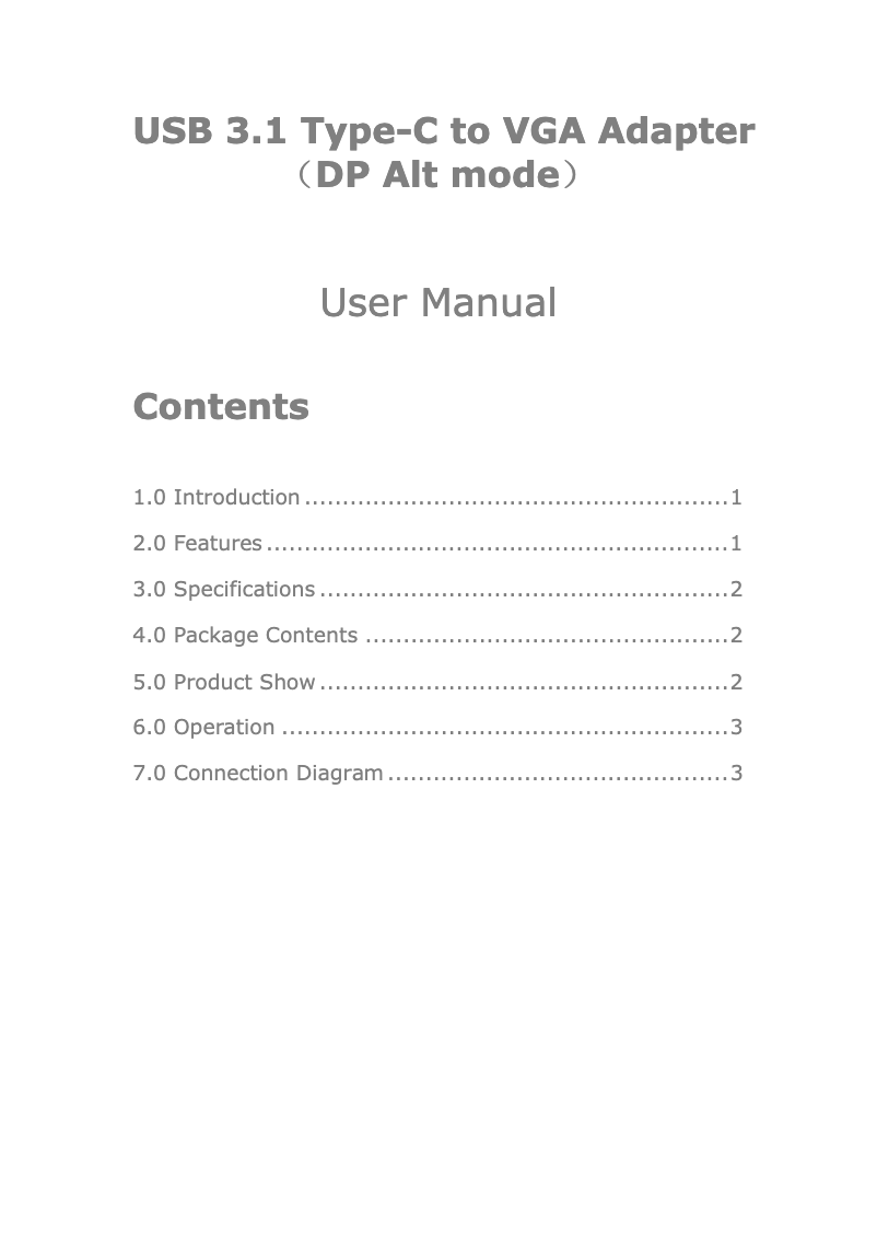 Page 1 de la notice Manuel utilisateur Techly IADAP USB31-VGA