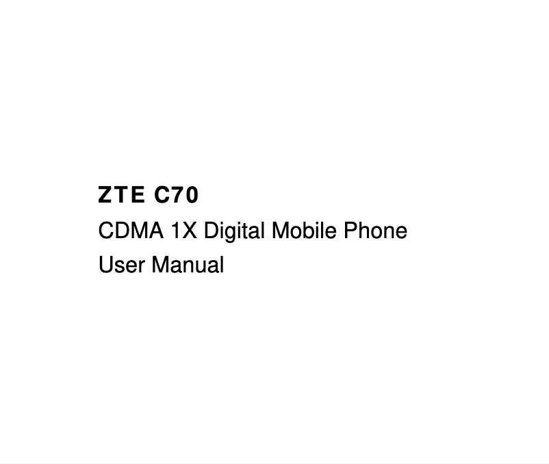 Page n°1 - Manuel utilisateur ZTE C-70
