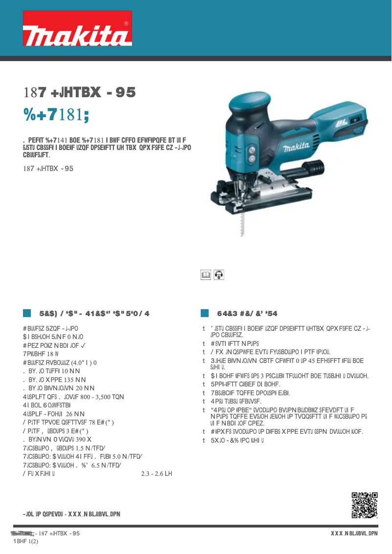 Page 1 de la notice Fiche technique Makita DJV181Z
