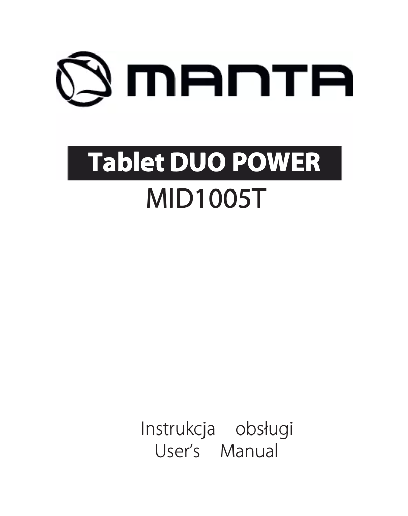Page n°1 - Manuel utilisateur Manta Duo Power MID1005T