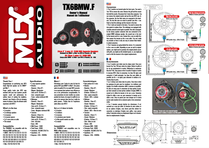 Page n°1 - Manuel utilisateur MTX Audio TX6BMW.F