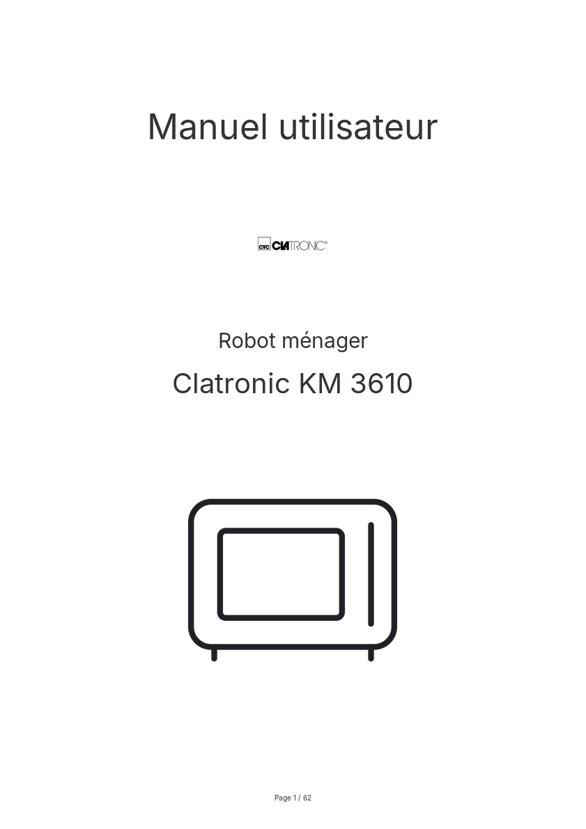 Page n°1 - Manuel utilisateur Clatronic KM 3610