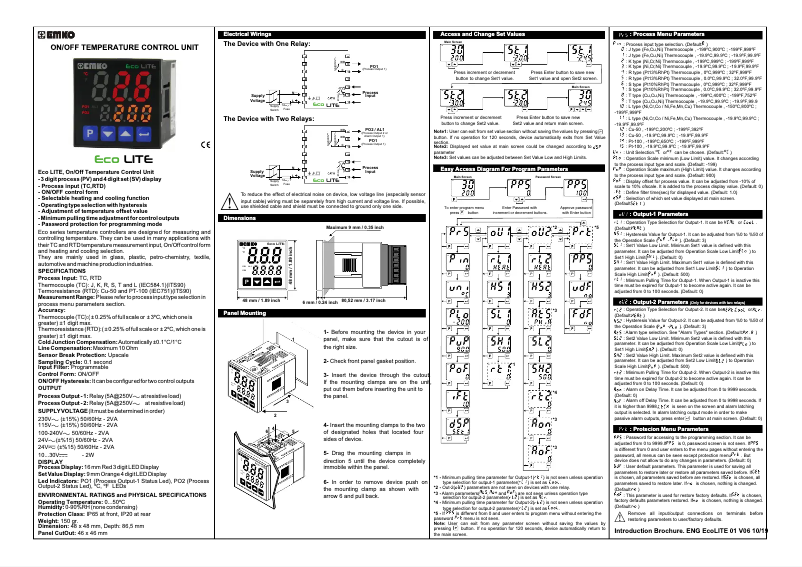 Imagen de la primera página del manual del dispositivo Eco Light