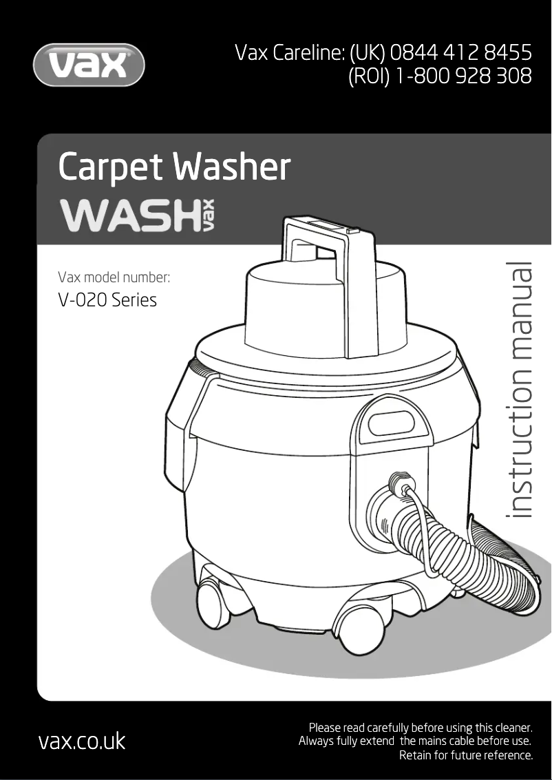 Image de la première page du manuel de l'appareil Wash Pet V-020P
