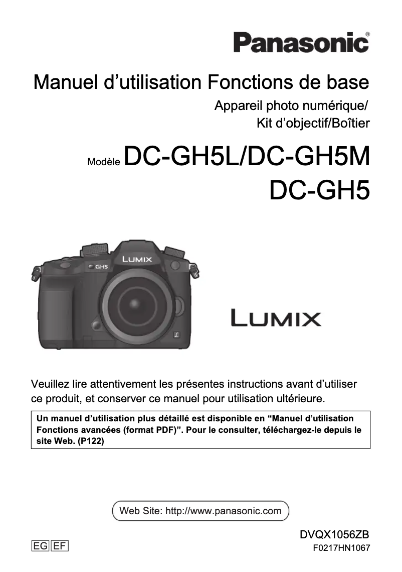 Page 1 de la notice Manuel utilisateur Panasonic Lumix DC-GH5