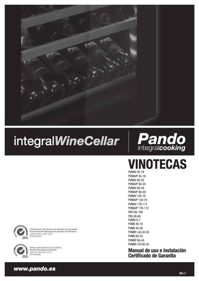 Page 1 de la notice Manuel utilisateur Pando PVMAV 178-112 CRL