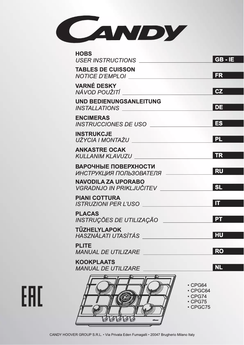 Image de la première page du manuel de l'appareil CPG 75SWPX
