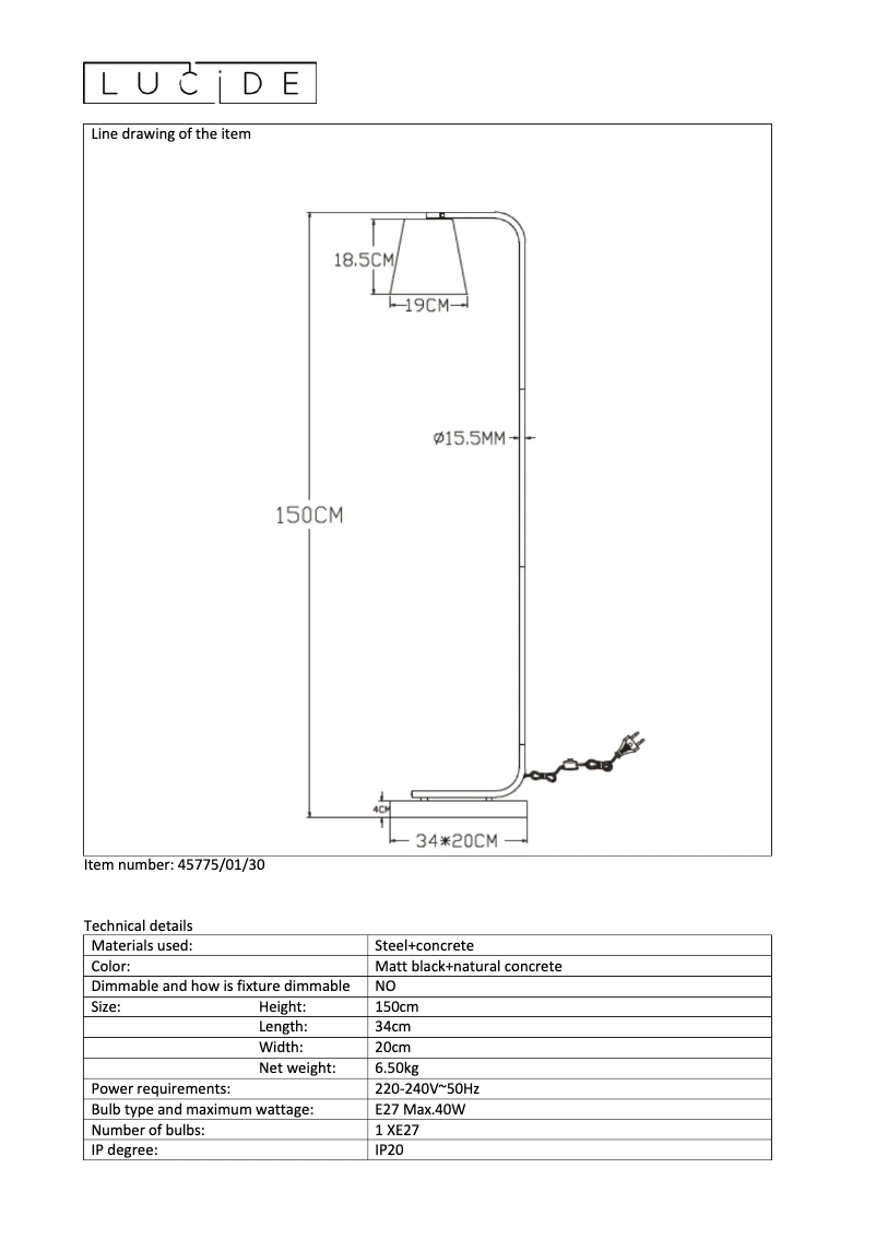 Page 1 de la notice Manuel utilisateur Lucide Cona 45775/01/30