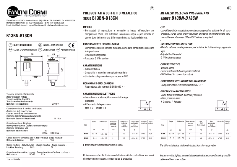 Page n°1 - Manuel utilisateur Fantini Cosmi B13BN