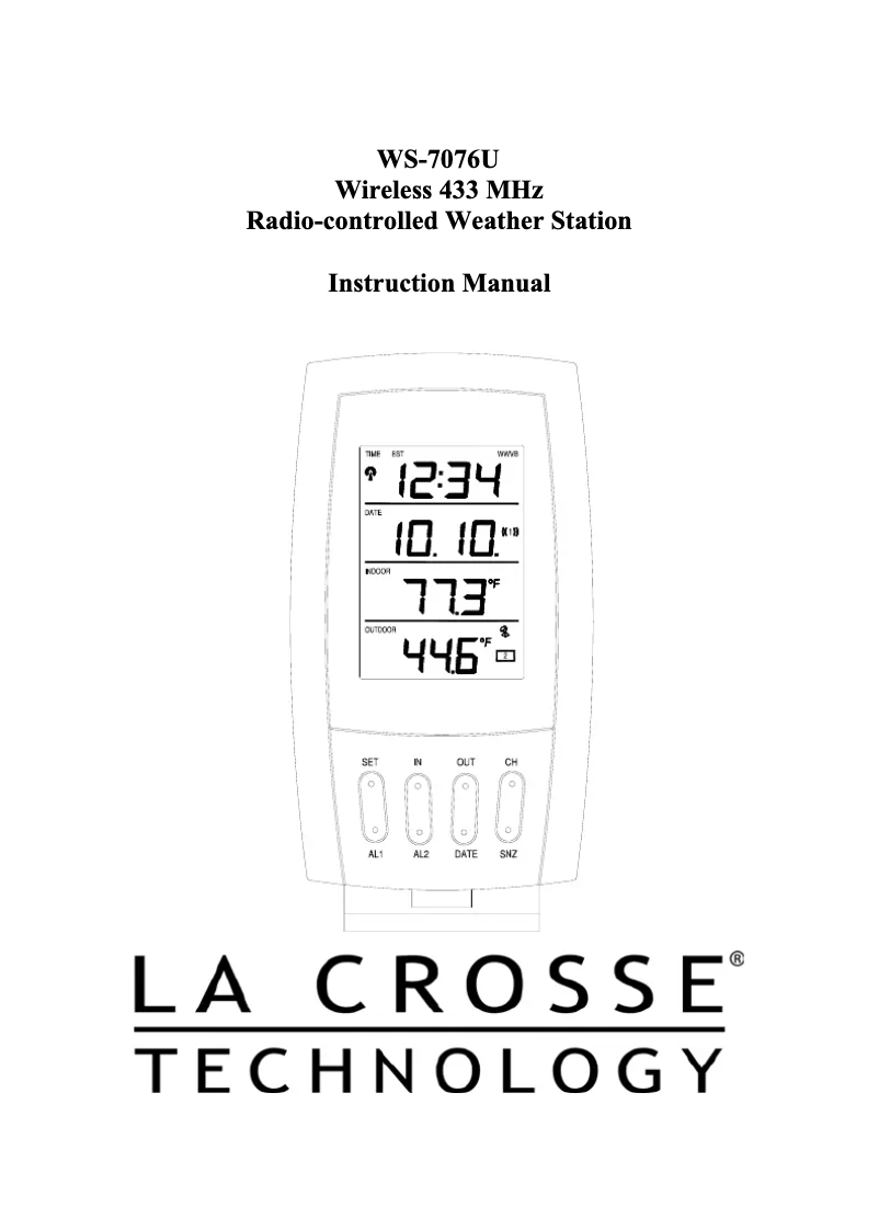 Image de la première page du manuel de l'appareil WS-7076U