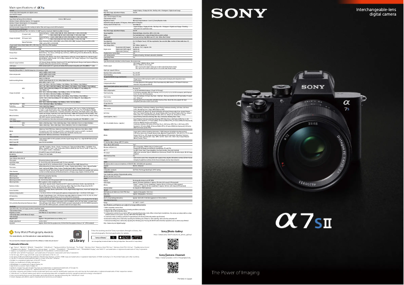 Page 1 de la notice Brochure Sony Alpha ILCE-7SM2