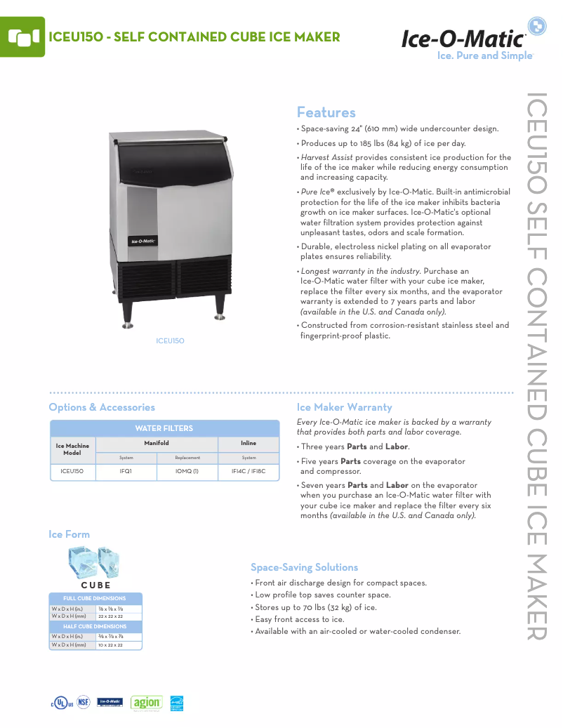 Image de la première page du manuel de l'appareil ICEU150FA