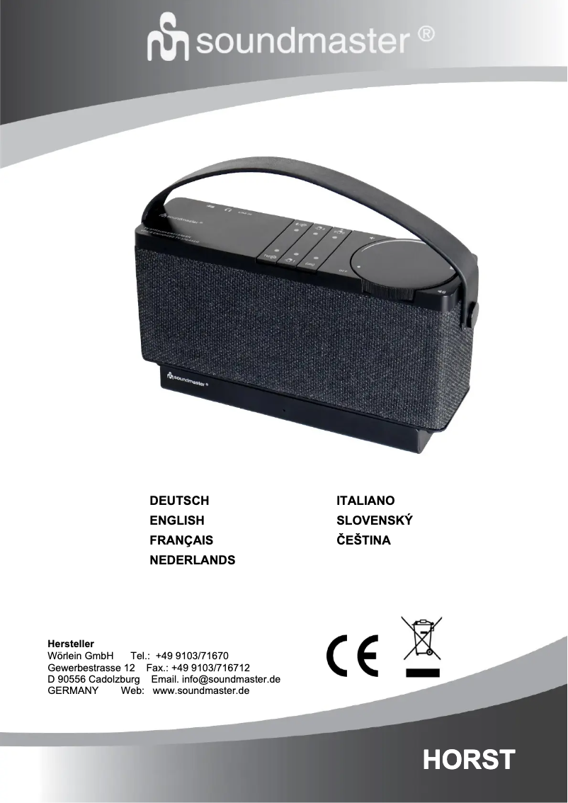 Page 1 de la notice Manuel utilisateur Soundmaster Horst