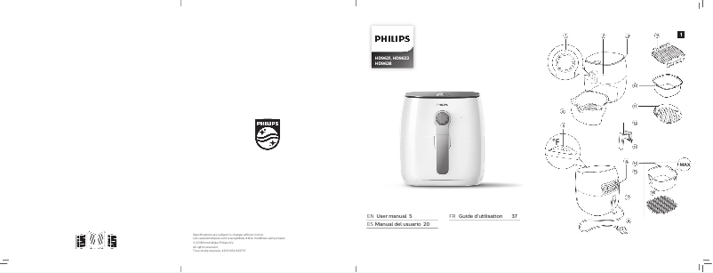 Page 1 de la notice Manuel utilisateur Philips Viva Collection Airfryer HD9628