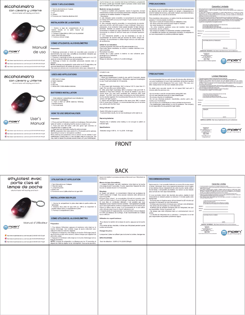 Page 1 de la notice Manuel utilisateur Imperii Electronics CO.00.0016.00