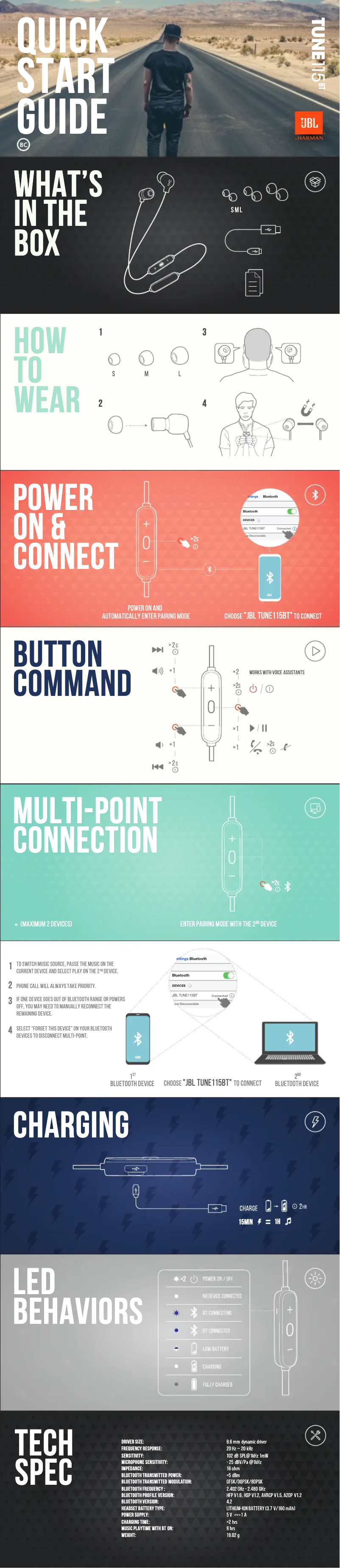 Page 1 de la notice Manuel utilisateur JBL Tune 115BT