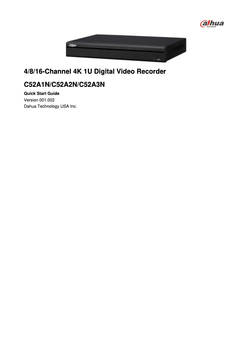 Page n°1 - Manuel utilisateur Dahua Technology C52A2N