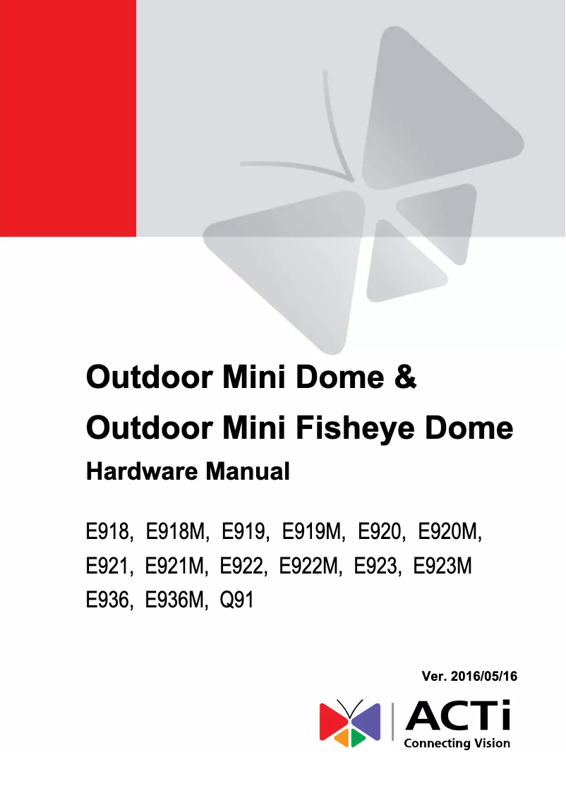 Page 1 de la notice Manuel utilisateur ACTi E922M