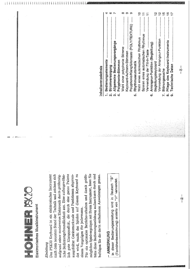 Página 1 del manual Manual de usuario Hohner PSK 20