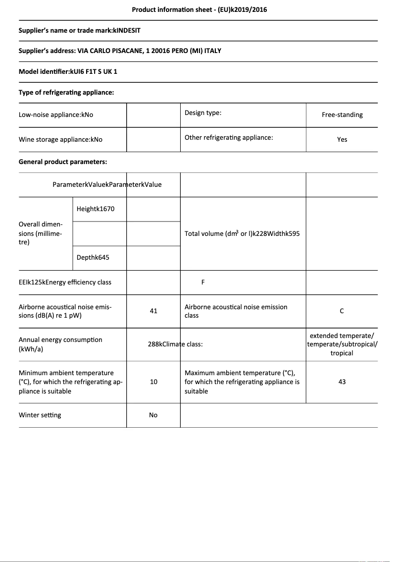 Page n°1 - Fiche technique Indesit UI6 F1T S UK