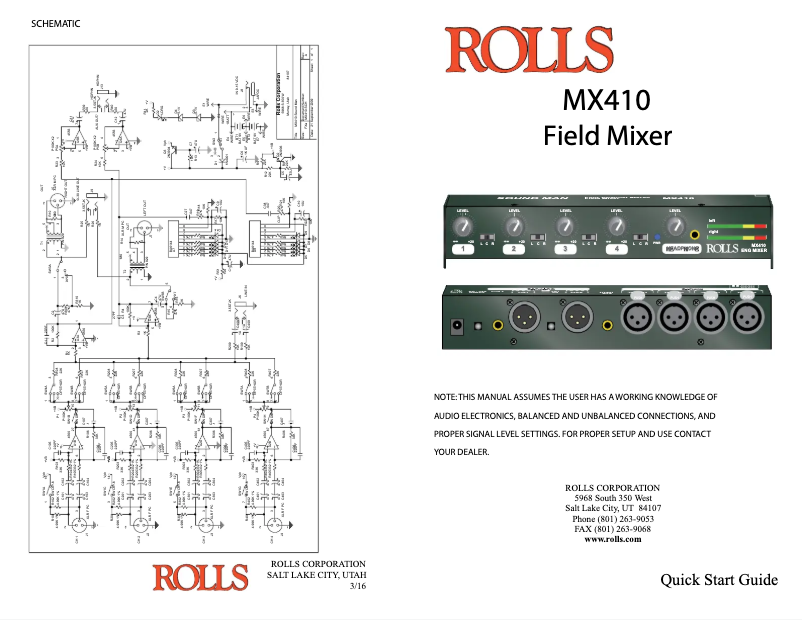Page 1 de la notice Manuel utilisateur Rolls MX410