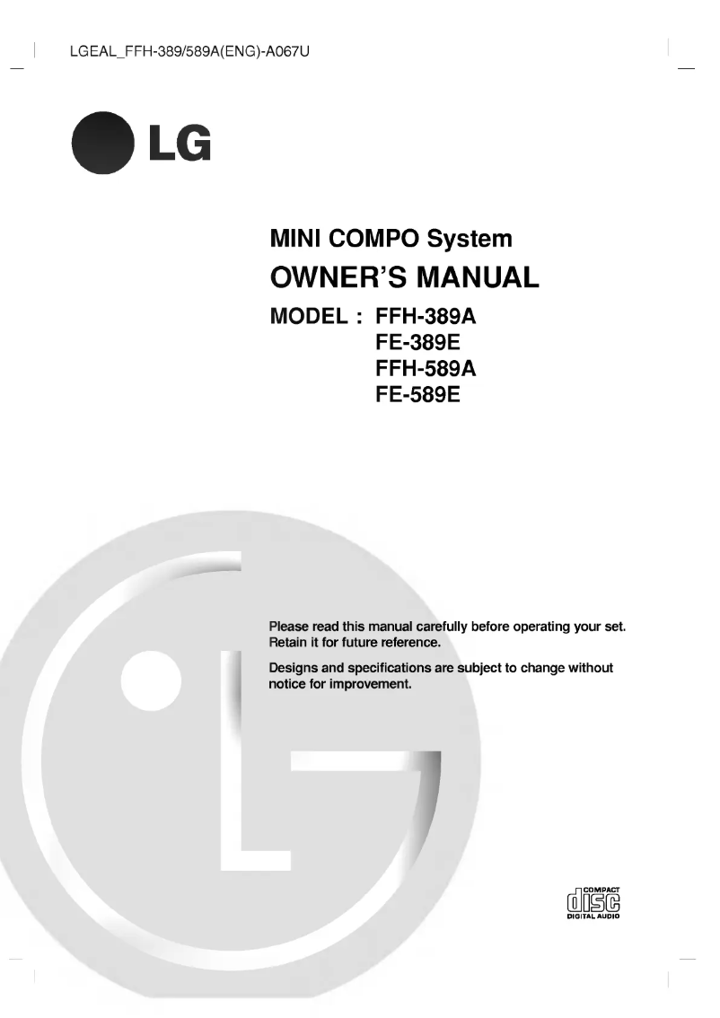 Page n°1 - Manuel utilisateur LG FFH-589A