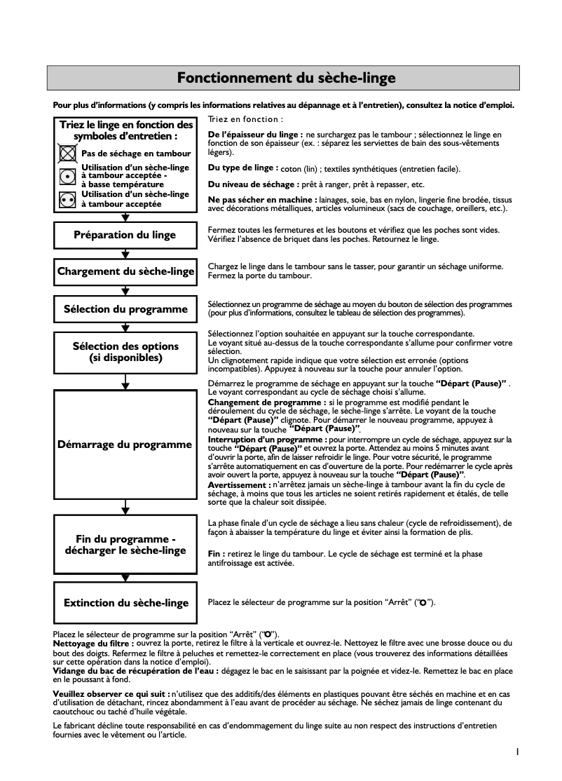 Page 1 de la notice Manuel utilisateur Bauknecht TRKD ECO 380