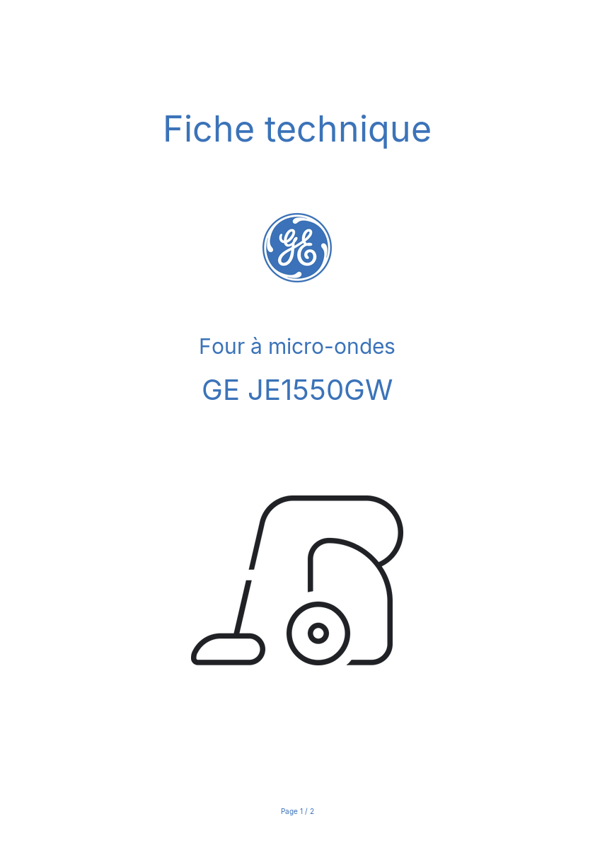 Page n°1 - Fiche technique GE JE1550GW