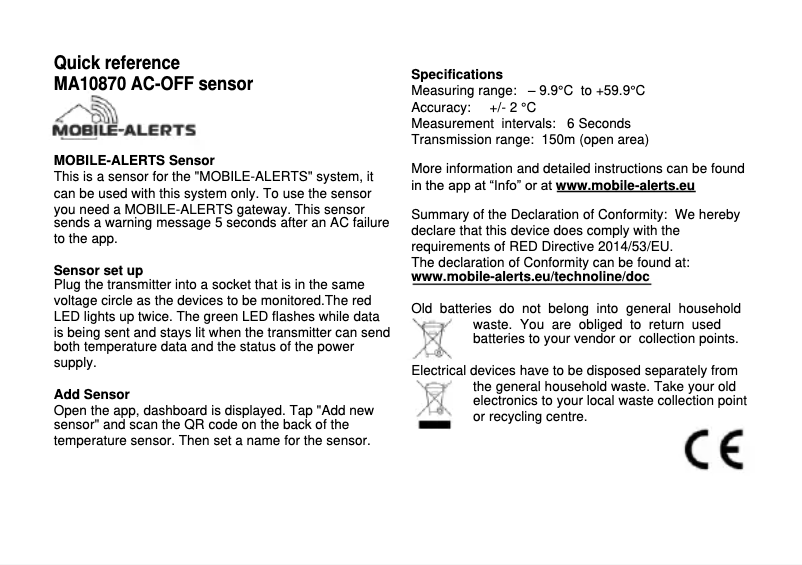 Page 1 de la notice Manuel utilisateur Techno Line MA 10870