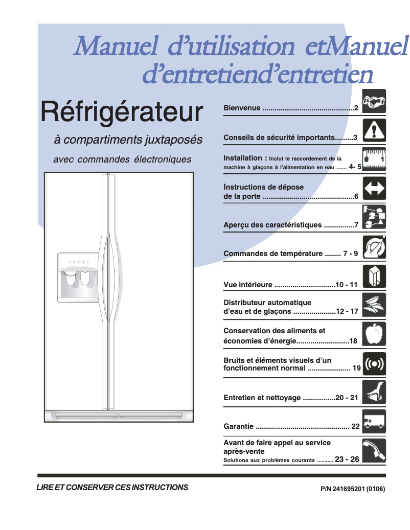 Page n°1 - Manuel utilisateur Frigidaire GLHS67ESFB