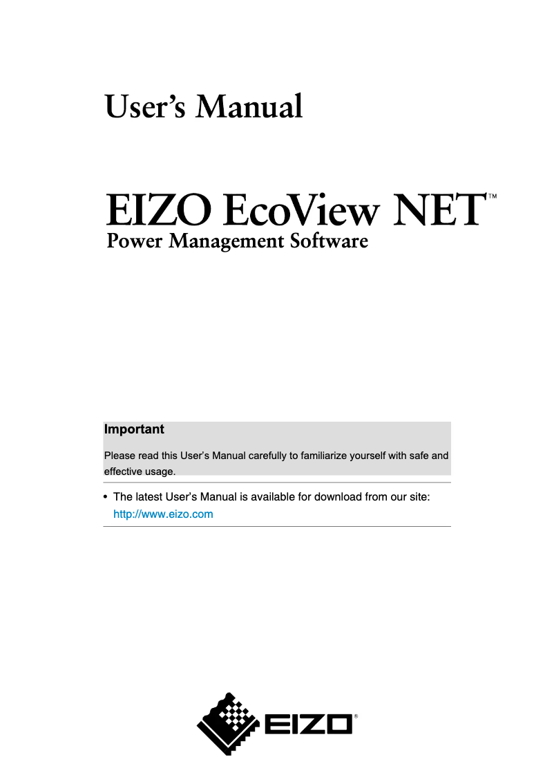 Page 1 de la notice Manuel utilisateur Eizo S1902SH