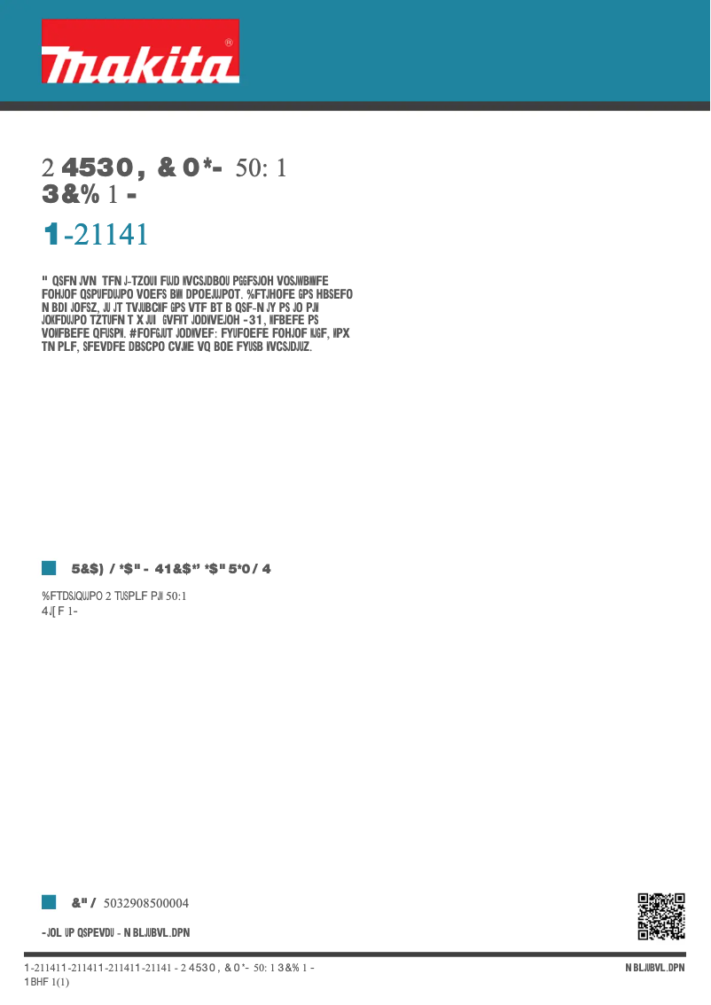 Page n°1 - Fiche technique Makita P-21141