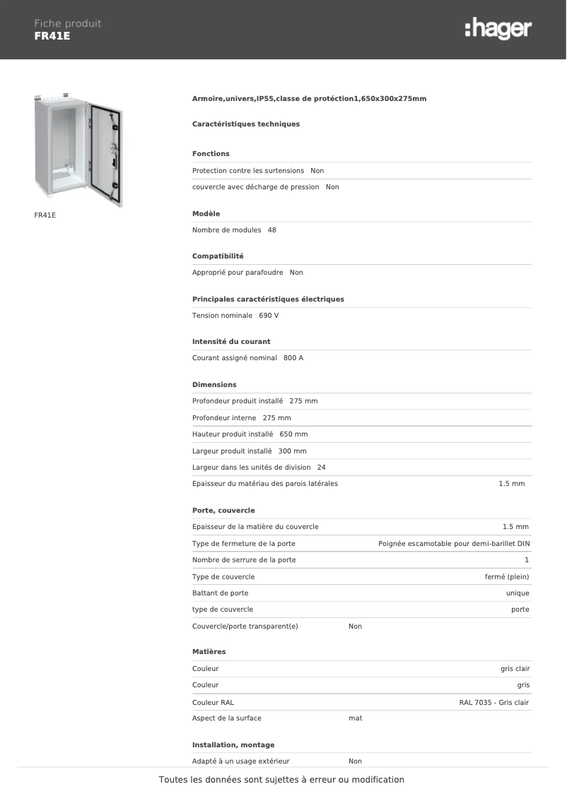 Image de la première page du manuel de l'appareil FR41E