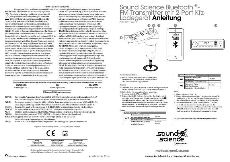 Page 1 de la notice Manuel utilisateur Manhattan 102315