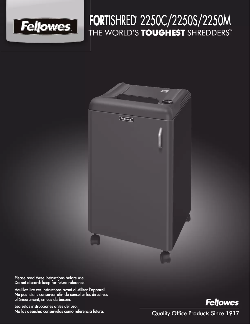 Image de la première page du manuel de l'appareil Fortishred 2250S