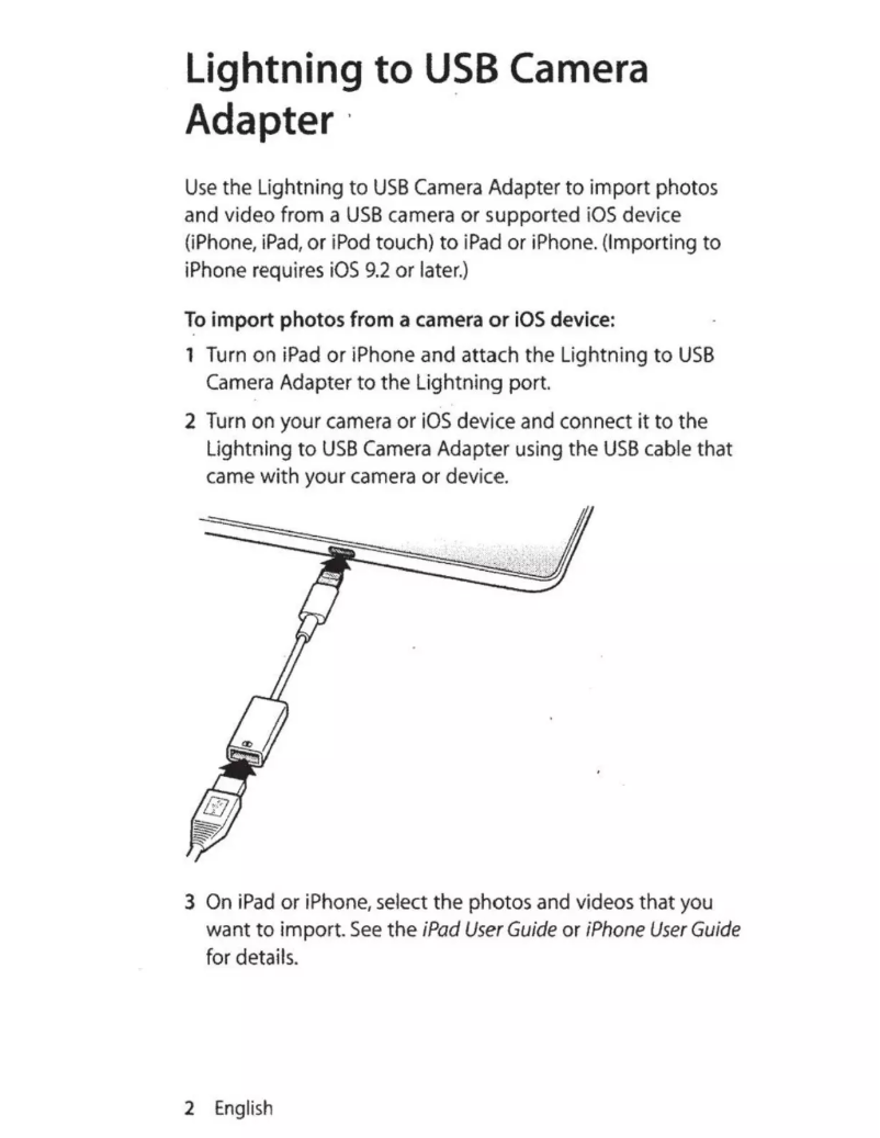 Page 1 de la notice Manuel utilisateur Apple Lightning to USB Camera Adapter