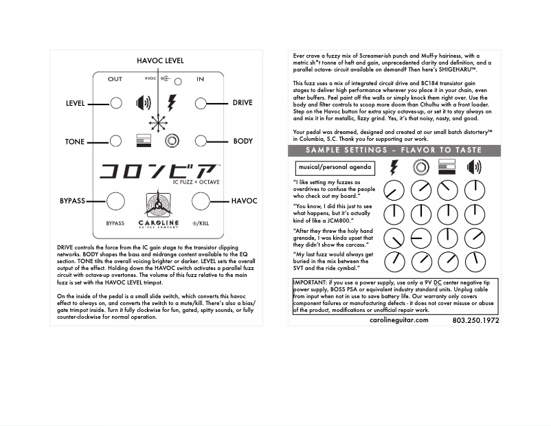 Page n°1 - Manuel utilisateur Caroline Shigeharu