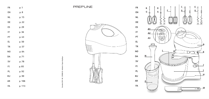 Page 1 de la notice Manuel utilisateur SEB Prep'Line HT4111