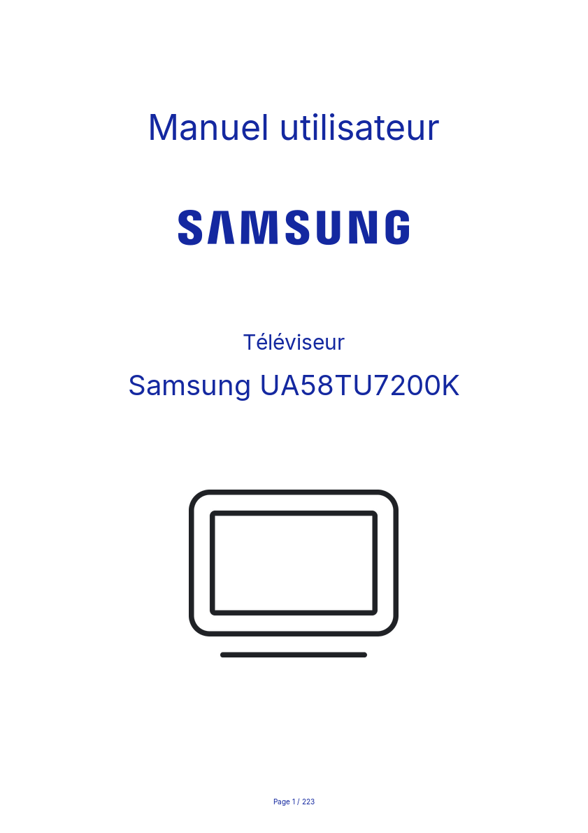 Page 1 de la notice Manuel utilisateur Samsung UA58TU7200K
