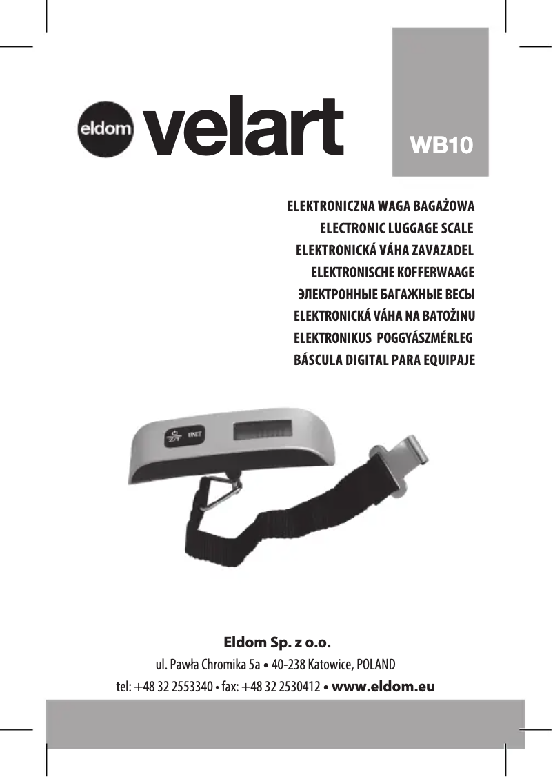 Page 1 de la notice Manuel utilisateur Eldom VELART WB10