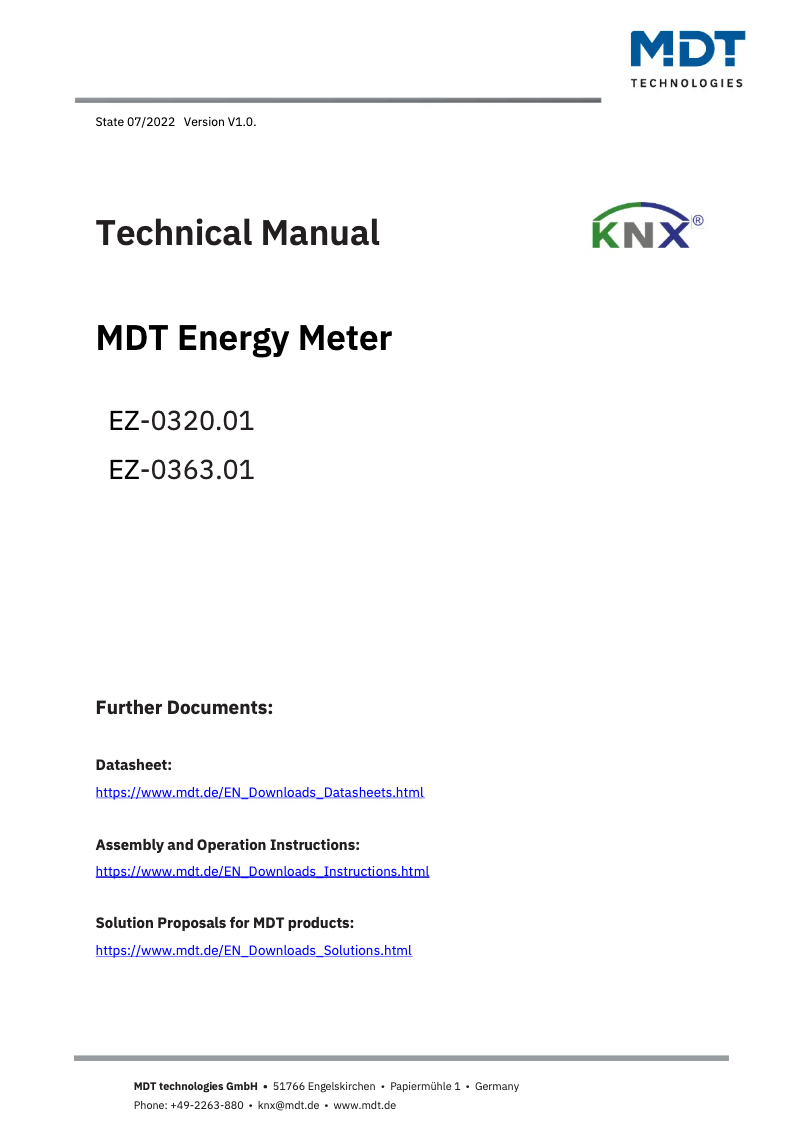 Page 1 de la notice Manuel utilisateur MDT EZ-0363.01