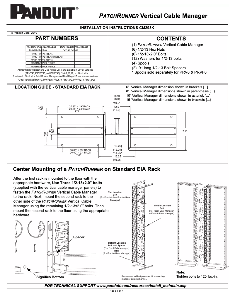 Page 1 de la notice Manuel utilisateur Panduit PRV679