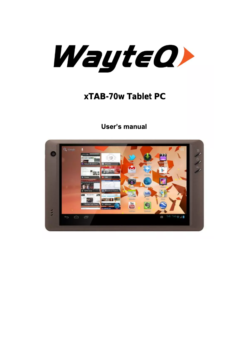 Image de la première page du manuel de l'appareil xTAB-70w