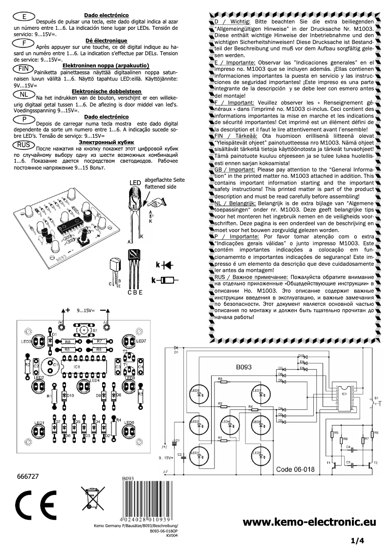 Page 1 de la notice Manuel utilisateur Kemo B093