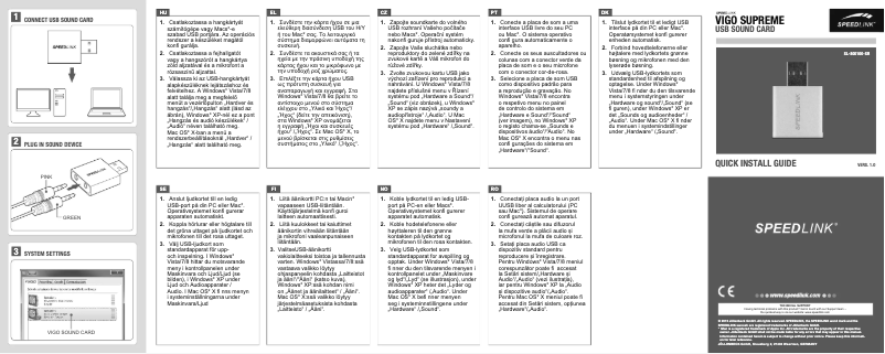 Page 1 de la notice Manuel utilisateur Speed-Link Vigo Supreme